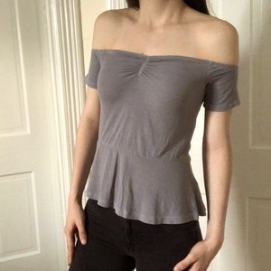 Gray Off The Shoulder Top